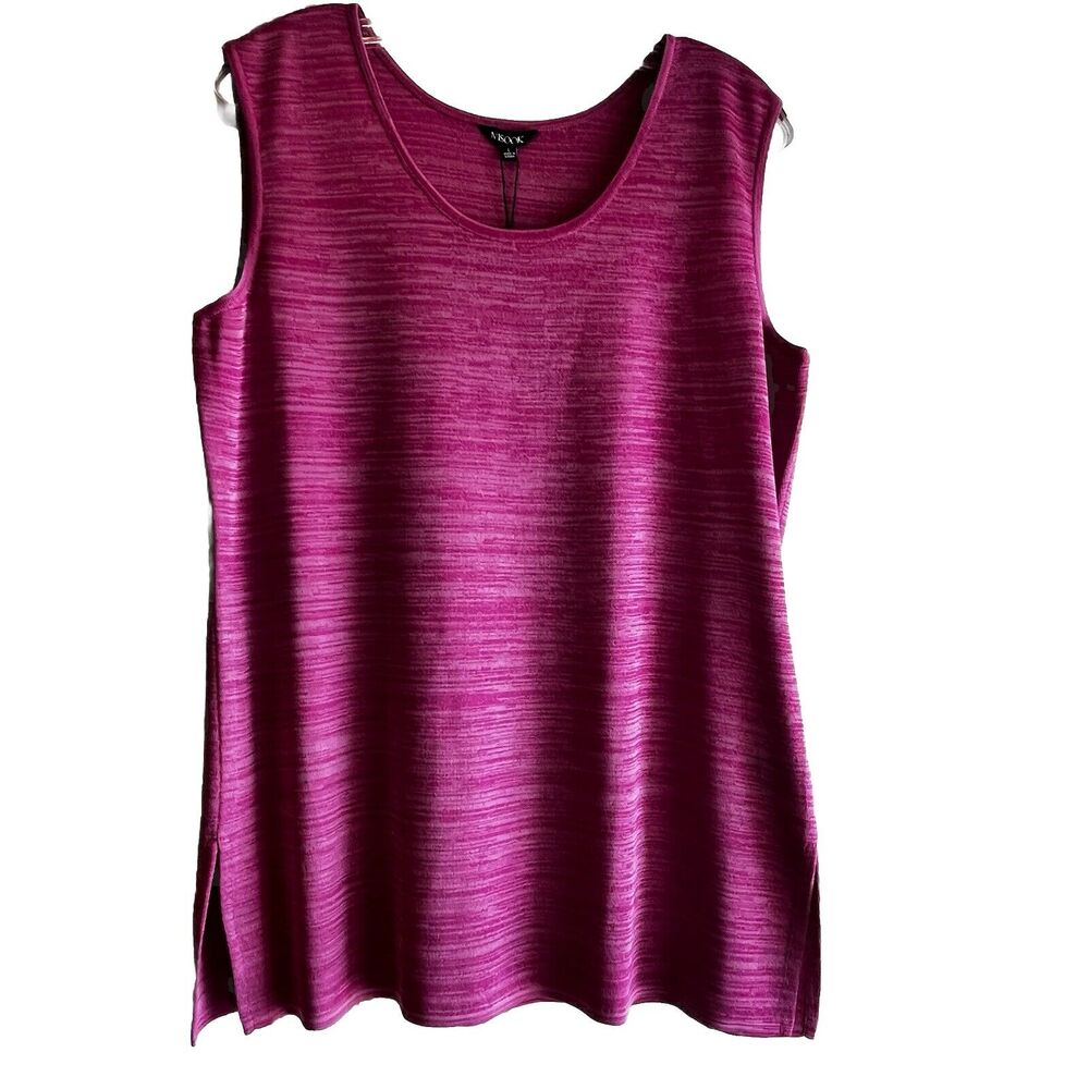Misook Classic Knit sleeveless Top, Scoop Neck, Size L, Hot pink, NWT